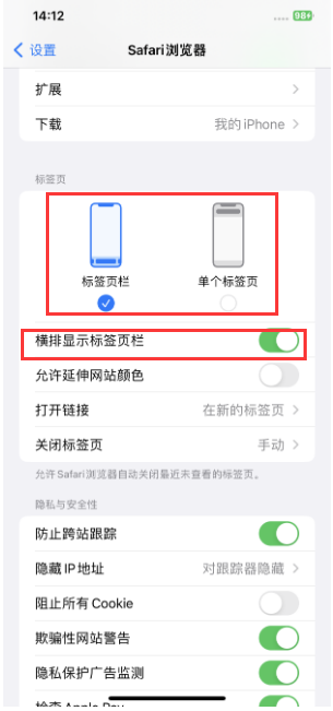 奇台苹果手机维修分享Safari浏览器如何切换标签栏位置 